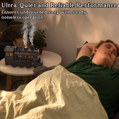 Humidificateur USB 300 Ml Diffuseur D'Huiles Essentielles en Forme de Train avec Brume Froide Silencieuse 2 Modes D'Éclairage Bronze (1/5)