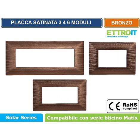 Ettroit Serie Solar Placca 504 4P Moduli Bronzo Satinato Compatibile Bticino Matix MT85410 (1/4)