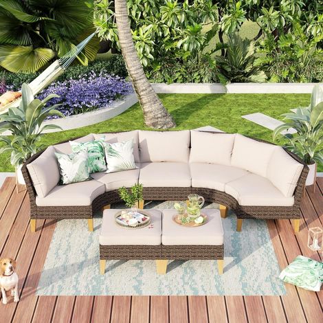 MFSTUDIO Polyrattan Lounge Set 20% Dicker Cushion PRO Fabric Gartenmöbel (1/5)