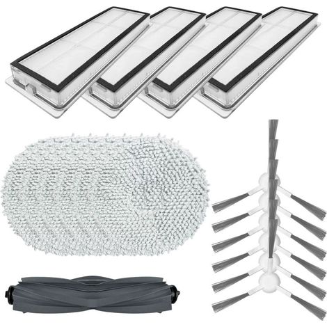 Accessoires pour aspirateurs robots Dreame L10s / L10 Ultra (kit de 17 pièces), comprenant 1 brosse principale, 6 raclettes, 4 filtres et 6 brosses latérales (1/5)