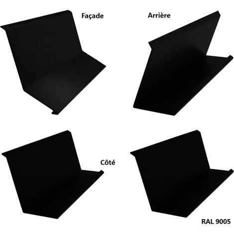Kit bordures de cheminée acier 1250 x 300 x 200 – Noir mat RAL 9005