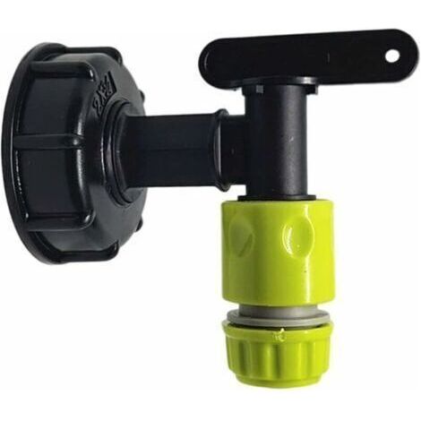 Grifo para depósito de plástico de 1000 L con conector para manguera de jardín, adaptador para grifo para depósito IBC, conector roscado de 3/4" para colector de agua de lluvia, depósito de com (1/5)