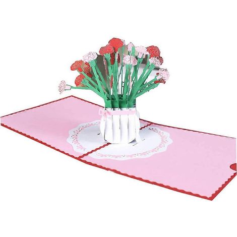 Œillet 3DCarte de fleursFête des MèresAnniversaireAmourThanksgiving (Rouge) (1/5)