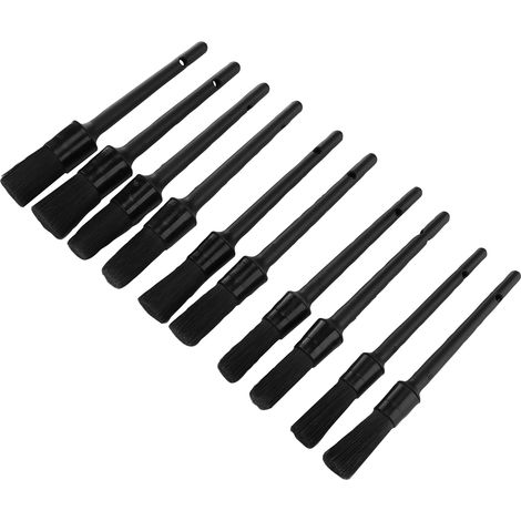 Kit de 10 brosses de detailing pour nettoyage auto, pinceaux de dépoussiérage pour intérieur, extérieur, jantes et bouches d'aération. (1/5)