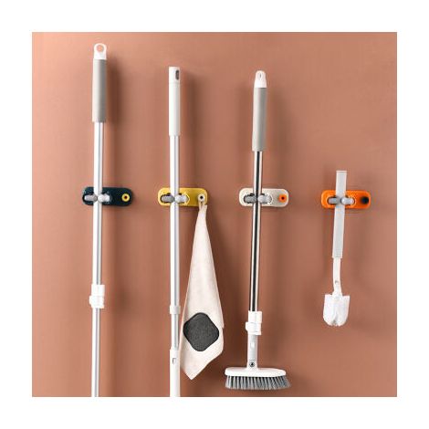 4 pcs Accroche Balai, Broom Holder, Porte-balai Mural Support de Rangement Mural, Support mural pour balai Auto-Adhésif, Placard à balais Multifonction pour Cuisine, Jardin, Garage, Bureau (1/4)
