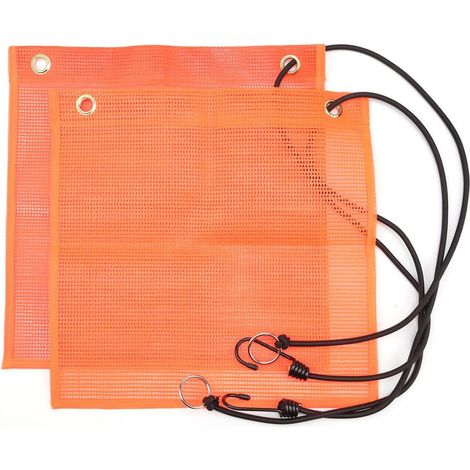 2 Pièces Drapeaux D'avertissement, 30 x 30 cm Drapeau Rouge Voiture avec Corde Élastique et Trous, Pliable Corde de Drapeau, pour Panneau Avertissement, Charges Surplombantes (1/5)