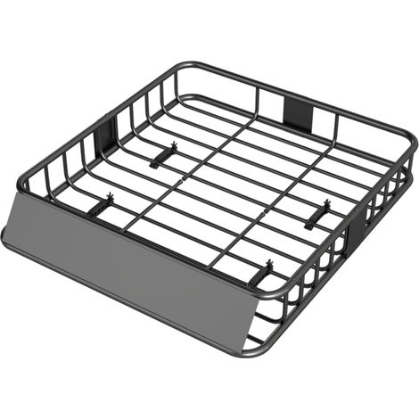 Galette de toit universelle 110x100x18 cm – Coffre de toit en acier avec déflecteur – Capacité 90 kg – Idéal pour SUV, camion et voiture – Noir (1/5)