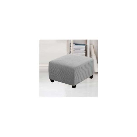 Fundas cuadradas elásticas de tejido spandex para otomanas de almacenamiento, fundas para taburetes con elástico en la parte inferior (gris claro) - Crezuo (1/4)