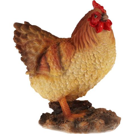 Statuetta da giardino a forma di gallina colorata, 19 cm