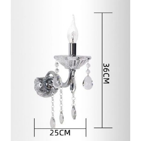 Applique da parete con cristalli in vetro singola luce led E14 lampada lume muro design classico argento oro Argento (1/3)