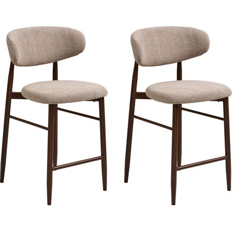 Lot de 2 chaises de bar 55x52x95 cm en tissu sable et naturel - KIRV (1/5)
