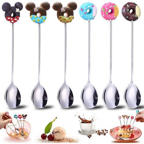 Set aus 6 Edelstahllöffeln, darunter ein langer Trinklöffel und Dessertlöffel, ideal für Kaffee, Eiscreme und Kuchen. (1/5)