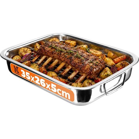 Molde para hornear, acero inoxidable, 35 cm, no apto para inducción, calentamiento rápido, certificado CE. (1/5)
