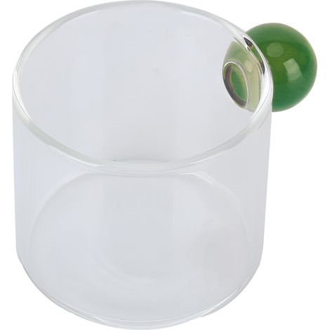 Verre à café 120ml avec anse verte, fait main, résistant à la chaleur, idéal pour le bureau, service à thé en verre coloré. (1/5)