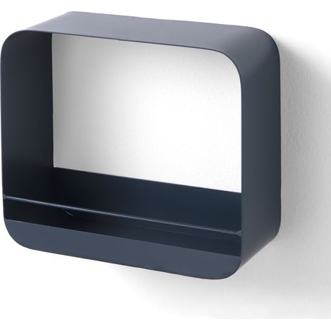 Design Wandregal quadratisch aus petrolblauem Stahl Jasper