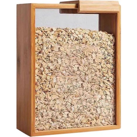 Bois aliments distributeur 3L organisateur récipient conservation alimentaire distributeur céréales organisateur garde (1/5)