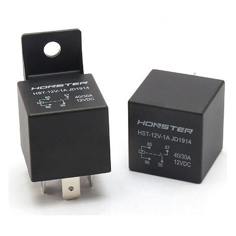 Relais automobile 40 A/30 A 12 V à quatre broches, dos plastique relais automobile 24 V à quatre broches, bobine simple, à verrouillage relais automobile 40/30 A à quatre broches, dos plastique.