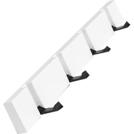 Wall Mounted Coat Rack Wooden Coat Rack with Foldable Hook for Hanging Scarves Handbags Umbrellas Towels Clothes (4 Hook, White) (1/5)