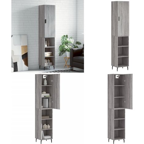 Buffet haut Sonoma gris 34,5x34x180 cm Bois d'ingénierie - Buffet Design Moderne - Meuble Rangement Cuisine - Armoire Haute - Buffet Bas Prix - Meubles Salon - Home & Living (1/5)