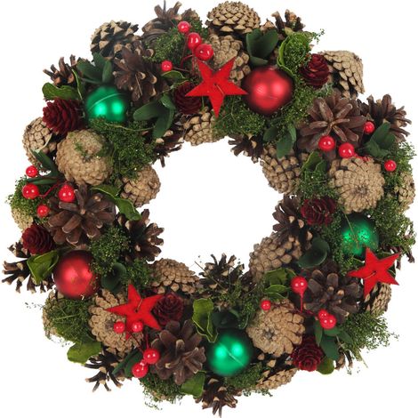 TrendLine Deko Weihnachtskranz Holz 33 x 7 cm mehrfarbig Kranz