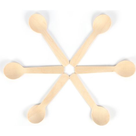 100 cuillères en bois jetables 10 cm pour desserts, glaces et boissons, ustensiles de cuisine écologiques (1/5)