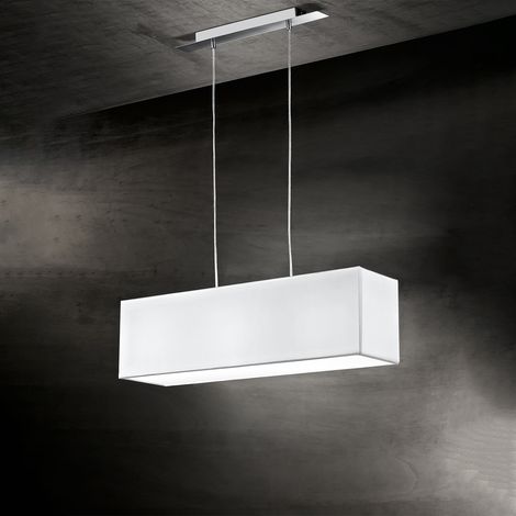 Lampadario Contemporaneo Para Hotel Metallo Cromo Tessuto Bianco 3 Luci E27 (1/2)