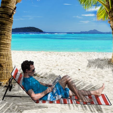 Lettini da spiaggia pieghevoli set 2 in acciaio rosso, schienale regolabile, tasca laterale e borsa, 142x51x40 cm (1/5)