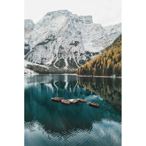 Tableau sur toile lac et montagnes 30x45 cm - Impression sur Toile Murale Décorative - Image imprimée en HD sur Toile - Toile sur Châssis en Bois FSC - Fabriqué en France (1/5)