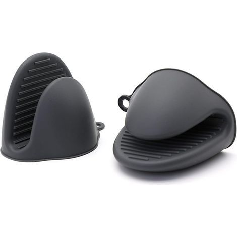 LAN 2er-Pack (1 Paar) Silikon-Küchenhandschuhe, Schutzhandschuhe für die Küche, Mini-Ofenhandschuhe für Backofen, Grill, Kochen, Mikrowelle (Grau) (1/5)