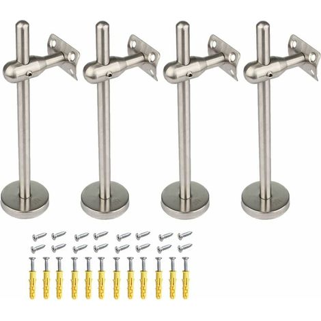 4PCS Support De Main Courante D'escalier Robuste,Courante en Acier Inoxydable Réglable,Convient pour La Main Courante en Bois Rond/Acier Inoxydable/Aluminium,Length 200mm,Curved Plate——Adélala (1/5)