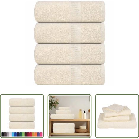 Baumwollhandtuch - Waschtücher FROGN 4 Stk. Creme 30x30 cm 360 g/m² (1/5)