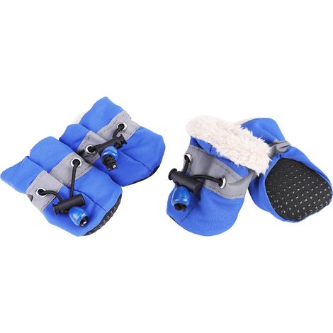 Chaussures antidérapantes pour chien, bottes et chaussettes en coton doux rembourrées, bleues 4, 4 pièces/ensemble (1/5)