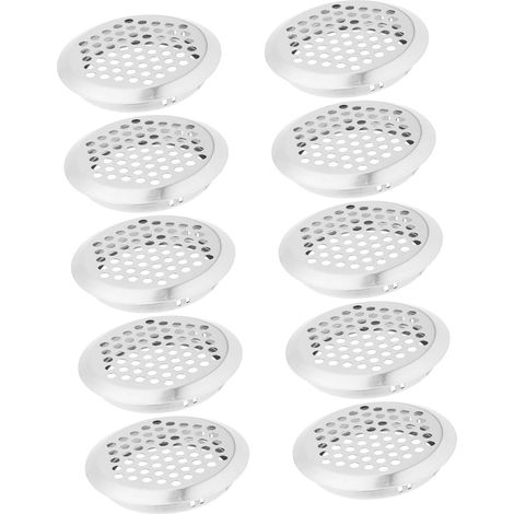 Grilles D'aération Rondes Design Respirant et Robuste Lot de 10 en Acier Inoxydable Argenté pour Armoires et Placards pour Meubles à Chaussures (1/5)