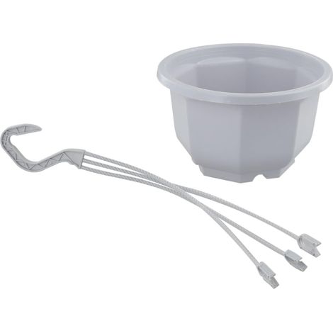 Panier suspendu en plastique blanc avec crochet amovible, jardinière respirante drainage pour balcon (1/5)
