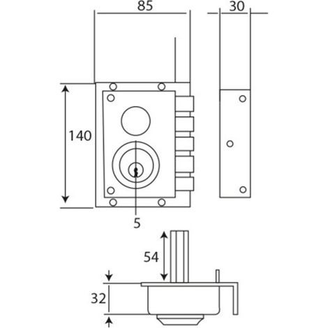 Serrure L3240cs peinte en or Inther - droite, INTHER.