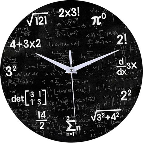 Horloge Murale Mathématique Silencieuse sans Tic Horloge Murale Décorative à Piles pour Salon, Salle de Classe, Math (1/4)