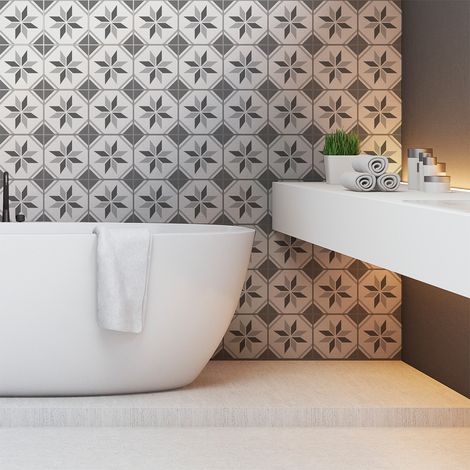 Sticker Mural Carrelage adhésif Cuisine Salle de Bain - 24 STICKERS CARRELAGES AZULEJOS ANDREAS - 24stickers10x10cm (1/5)
