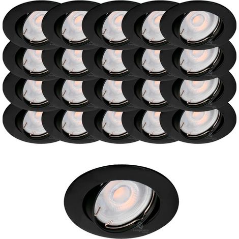 Lampesecoenergie – Lot de 20 fixations pour spot encastrable – Aluminium orientable noir mat – Installation à encastrer – Pour lampes GU10/MR16 (1/4)