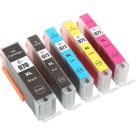 Mehrfarben-Tintenpatronen 970-971 für PIXMA MG5790 MG5795 Tintenstrahldrucker, 5 Farben (Schwarz, Schwarz, CMY) (1/5)