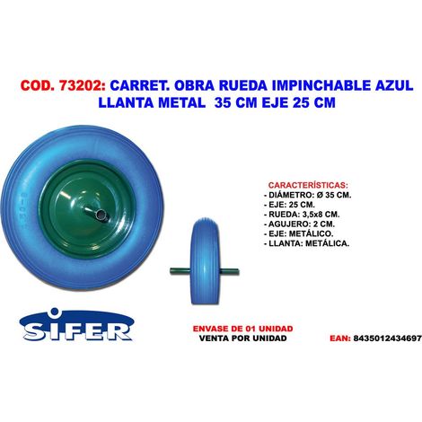 Roue de brouette gonflable en métal 35cm bleu Sifer