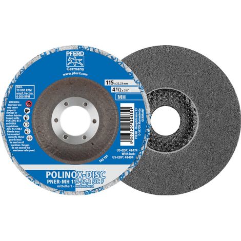 PFERD TOOLS POLINOX verpresste Vlies-Disc PNER Ø 115 mm Bohrung-Ø 22,23 mm Mittehart SIC Fein für Finish 5 Stk (1/5)