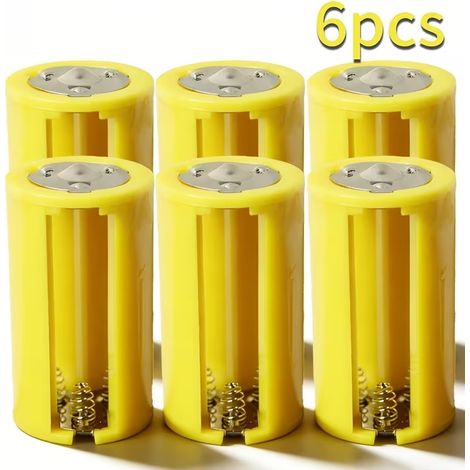 Lot de 6 adaptateurs de piles : 3 piles AA vers 1 pile D, boîtier de sortie 1,5 V, convertisseur de piles AA vers D (jaune) (1/5)