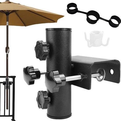 Soporte para sombrilla, Abrazadera para sombrilla de balcón, Abrazadera para balcón, Ajustable, Base para sombrilla, Fácil de instalar, 23-38 mm (1/5)