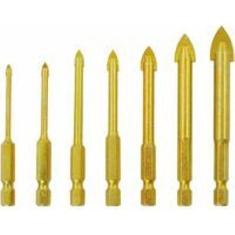 Forets pour carrelage et béton – Lot de 7 forets à tête lance en carbure, diamètres 3 à 12 mm (3/4/5/6/8/10/12 mm) (1/5)