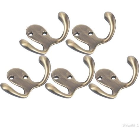 (Bronze) Wandhaken – Schwerlast – 5 Stück – Doppelzinken – Bronzefarbenes Metall – Vintage (1/2)