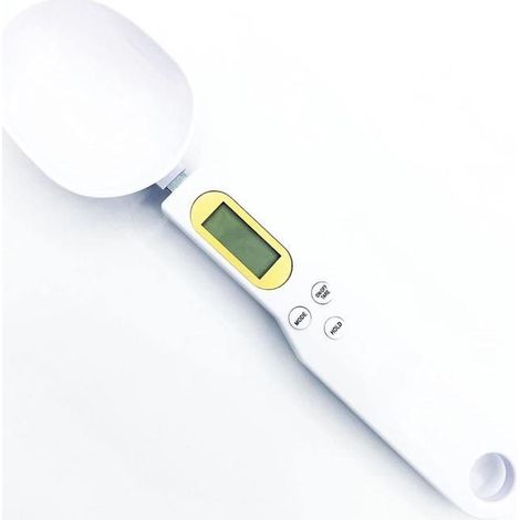 Cuillère de cuisine blanche avec balance intégrée, cuillère doseuse numérique pour une cuisson précise, en matériau ABS, capacité de (1/5)