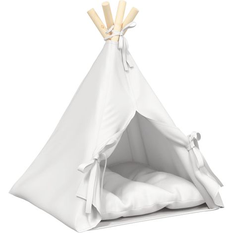 Pet Teepee with Cushion White 40 x 40 x 50 cm Polyester vidaXL