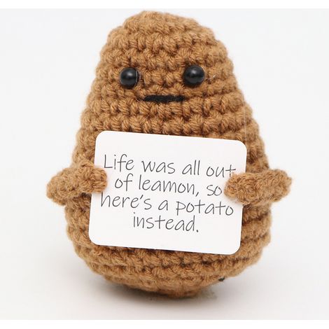 Bambola di patata lavorata a maglia, divertente e stimolante, peluche con biglietto positivo, regalo divertente per uomini, donne, coppie e adolescenti (1/5)