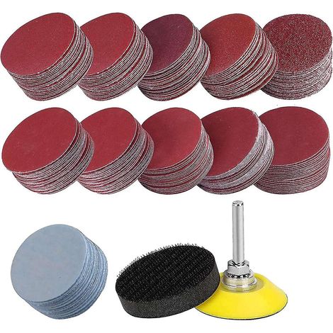 Kit de 200 disques de ponçage, papier de verre bouclé de 50 mm avec tampon de polissage en mousse, différents grains de ponçage. (1/5)