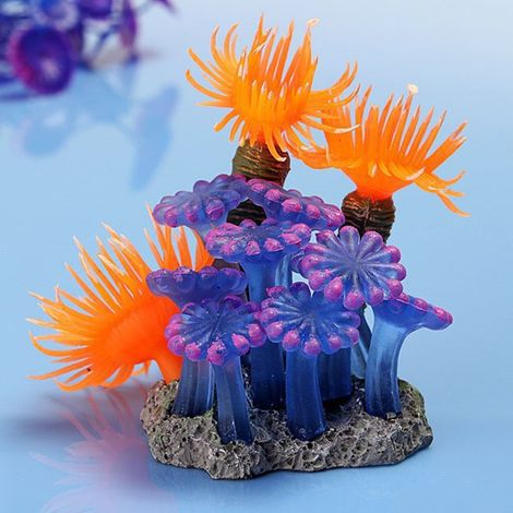 Plante Artificielle - Décor en Résine et Silicone pour Aquarium - Compatible Eau Douce et Eau Salée - 1 Pièce (1/5)